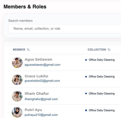 Collection and team progress panel